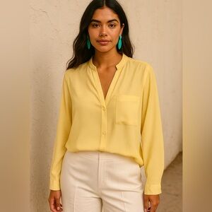 Cynthia‎ Rowley Butter Yellow Long Sleeve Buttoned Blouse